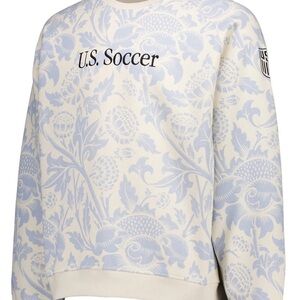 U.S. Soccer Floral Print Crewneck Sweatshirt - Light Blue & Cream